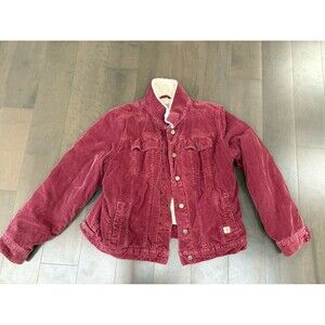 RARE Carhartt Women's Burgundy Sherpa Lined Corduroy Jacket